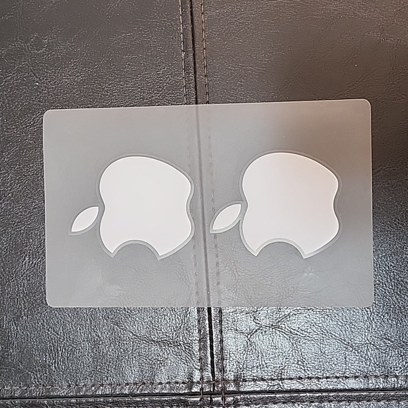 Genuine Apple Mac White Silver Stickers (2) for your iPad to Logo! 2" x 2-1/2" - Picture 6 of 8